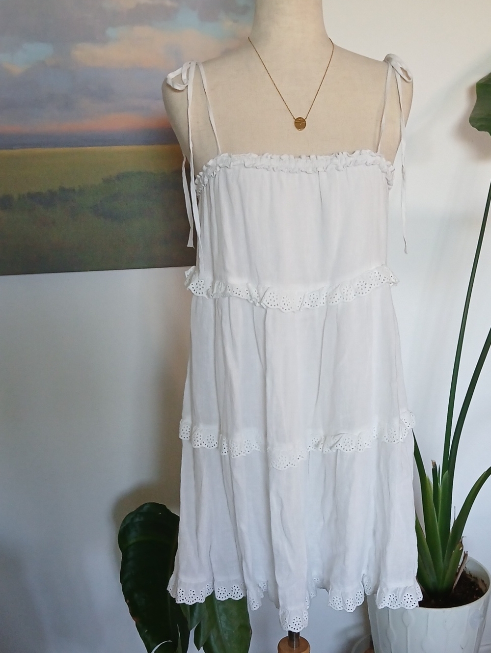 Rails "Caralyn" White Eyelet Ruffle Tiered Mini Dress XS
